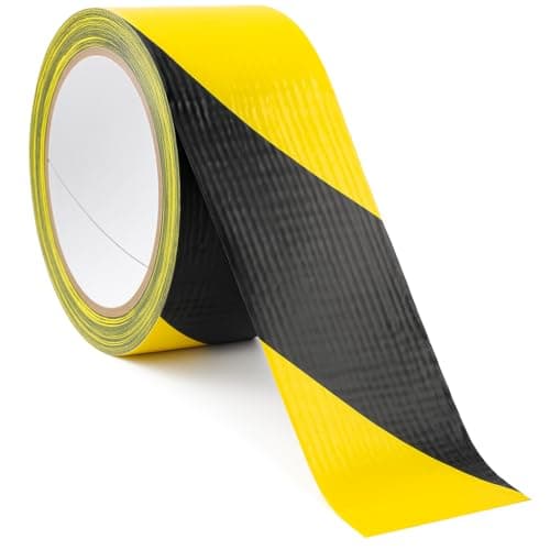Image of 6 x Floor Marking Hazard Tape 50mm x 33m LDPE Black & Yellow Heavy Duty High Visibility Floor Marking Hazard Lane Tapes Cross Filament Weave Reinforced 2”