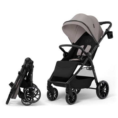 Image of Kinderkraft Grande 2 Stroller, Baby Pushchair, up to 22kg, Click&FOLD, Large Shock-Absorbing Wheels, Adjustable, Spacious Seat, Lightweight, Beige