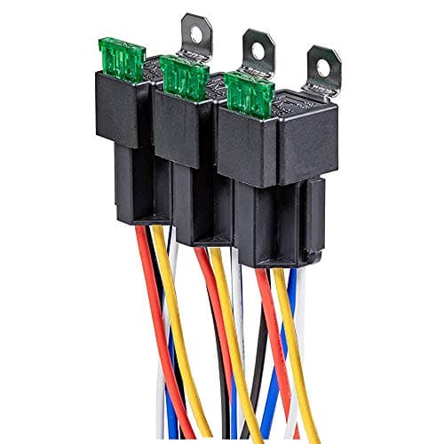 Image of Gebildet 3pcs 12V Fuse Relay Switch 12 AWG Harness Set with Built-in Diode- 30A ATO/ATC Blade Fuse, 5-Pin SPDT Automotive Electrical Relays