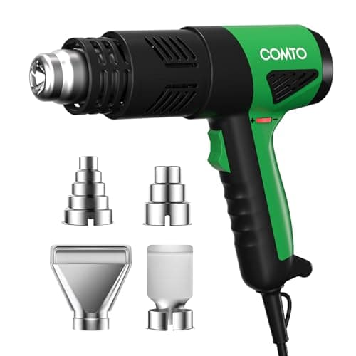 Image of COMTO 1800W Heat Gun - Heats in 1.5s, 50°C-650°C, 2 Speed & Overheat Protection, with Protective Cover, 1.8m Cord, Ideal for Paint Stripping, Adhesive Removal, DIY & Vehicle Wrapping (4 Nozzles)
