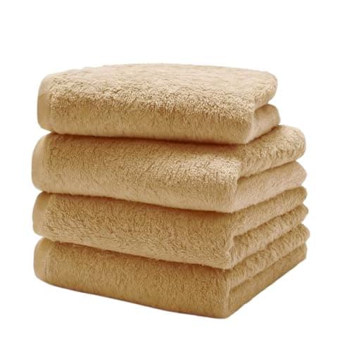 Image of Diamond Tex 4 Pack Cotton Face Cloth Set 30 x 30 cm Flannel Washcloth Towels Extra Absorbent & Quick Dry Hotel Gym, Golf, Spa 600-GSM (Latte)