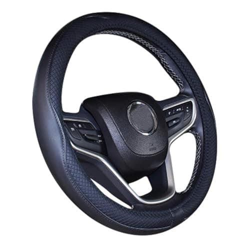 Image of 2019 New Microfiber Leather Car Extra Large 17 18 19 Inches Steering wheel Cover for Big Trucks (Black, 19'')