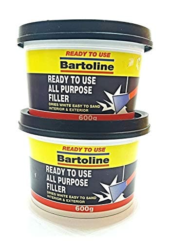 Image of 2 PCS BARTOLINE READY USE ALL PURPOSE FILLER 600G TUB INTERIOR EXTERIOR REPAIRS DRIES WHITE