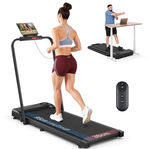 Image of THERUN 2 in 1 Walking Pad Treadmill, Foldable Treadmill for Home, 2.75HP Quiet Motor, 1-10km/h, Magnetic Remote, No Assembly, Compact Walking Folding Treadmill for Home Office Exercise