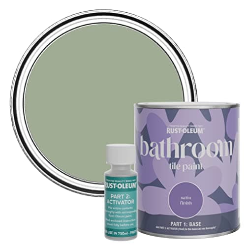 Image of Rust-Oleum Green Water-Resistant Bathroom Tile Paint in Satin Finish - Bramwell 750ml