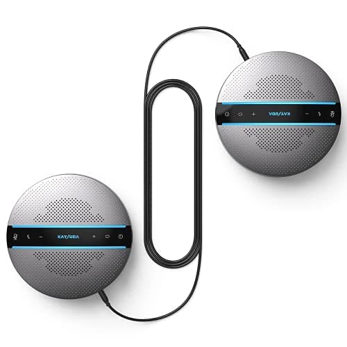 Image of Kaysuda Bluetooth Conference Speakerphone SP300KIT 2pk Bundle, up to 16 Attendees, 18H Call Time, 360°Voice Pick-up 2x6 AI Echo & Noise Canceling Microphones, Daisy Chain