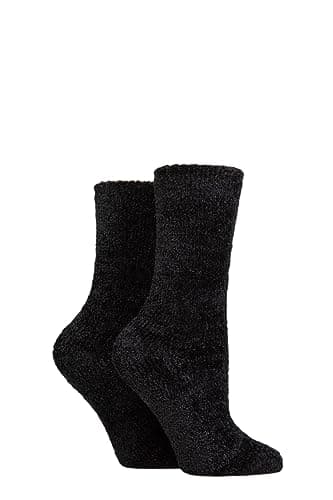 Image of SockShop Ladies Chenille Boot Socks Pack of 2 (4-8, Black)