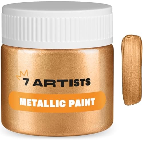 Image of 7 Artists Bronze Acrylic Paint Metallic 50 ml – Metallic Acrylic Paint with Glitter Effect for Crafs & Painting | Professional Acryl for Wood, Canvas, Stone & Clay