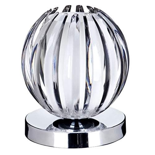 Image of Britalia Polished Chrome & Clear Acrylic Leaf Vintage Retro Touch Table Desk Lamp | 1 x G9 Capsule Bulb Required (Not Included) | Study - Bedroom - Lounge | 3 Light Settings