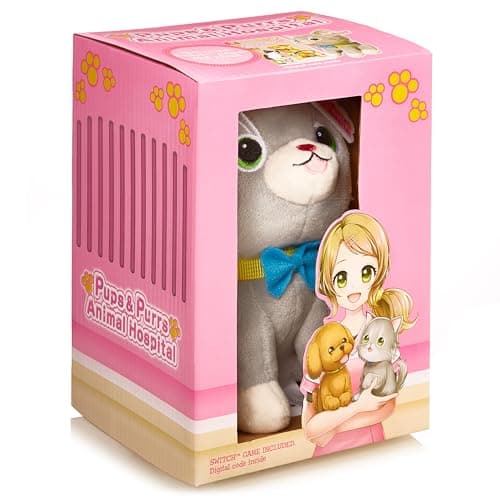 Image of Numskull Pups And Purrs Animal Hospital Game and Cat Plushie - 20 Mini Games with 18 Breeds - Animal Video Games for Children