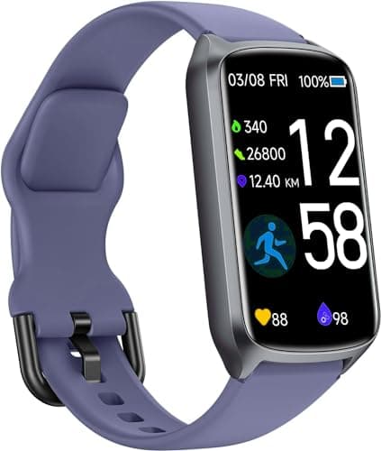 Image of Amzhero Health Fitness Tracker with 24/7 Heart Rate, Blood Oxygen, Blood Pressure, Sleep Tracker, Step Counter, 5ATM Waterproof Activity Trackers and Smart Watches for Women Men Kids Blue-purple
