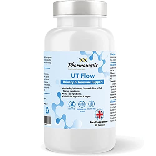 Image of UT Flow Urinary 60 Capsules - Bladder Biofilm Support- D-Mannose, Digestive Enzymes and Selected Botanicals for Systemic Urinary, Bladder Wall and Immune Support