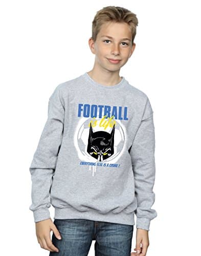 Image of Absolute Cult DC Comics Boys Batman Football is Life Sweatshirt Sport Grey 9-11 Years
