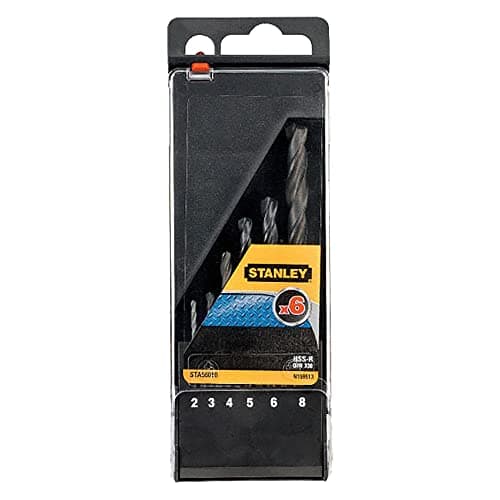 Image of STANLEY STA56010-QZ 6 Piece High Speed Steel Metal Drill Bit Set, Includes 2mm, 3mm, 4mm, 5mm, 6mm, 8mm