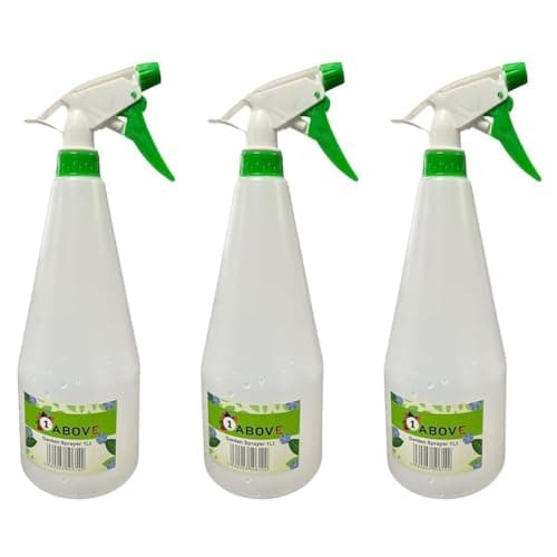 Image of 1ABOVE Pack of 3 Plastic Water Spray Bottle | 1000ml Spray Bottles for Home Cleaning and Gardening | Plant Watering Sprayer | Adjustable Mode | Refillable Mist Spray Bottle for Hair (3)