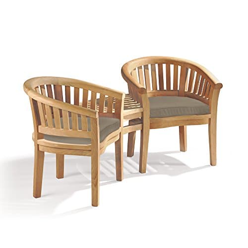 Image of Jati Jack and Jill Garden Love Seat with Cushions ? 2-Seater, Grade-A Teak, Delivered Ready Assembled (Taupe)