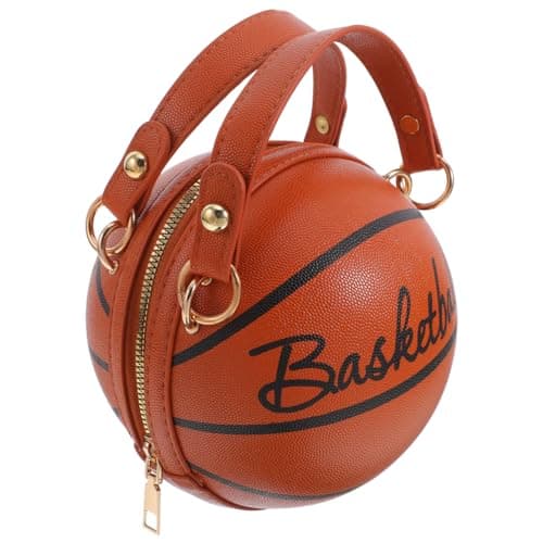 Image of CAXUSD Basketball Shape Crossbody Shoulder Bag Small Pu Leather Handbag for Women Daily Use Party Shopping