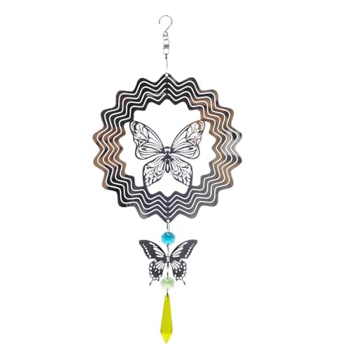 Image of Garden Wind Spinner, 3D Wind Spinner, Garden Winds Spinners with Butterfly Design, Hanging Outdoor Kinetic Winds Spinners for Yard, Patio, Balcony Decoration