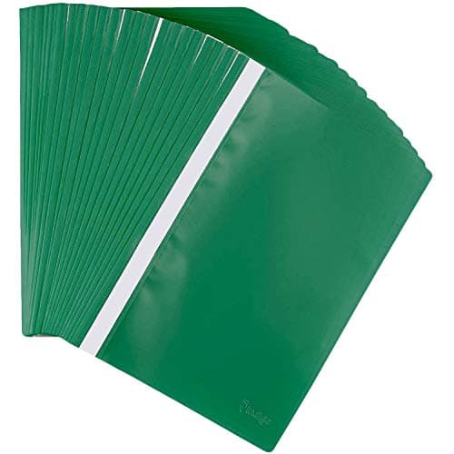 Image of Indigo® A4 Project Folders – Green Report Files with Clear Front Cover & 2-Prong Fastener, 30-Sheet Capacity (Pack of 25)