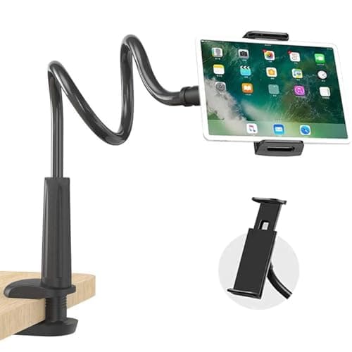 Image of VENQI Gooseneck Tablet Holder,Tablet Stand for Bed Gooseneck Mount Flexible Arm 360 Clip,Flexible Arm Clip Tablet Mount Compatible with iPad Switch,More 4.7-10.5" Devices