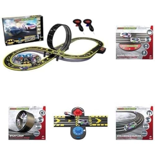 Image of Micro Scalextric Sets for Kids Age 4+ - Batman vs Joker Set, Battery Powered Electric Racing Track Set, Slot Car Race Tracks - Includes 1x Race Set & Complete Micro Scalextric Accessories Bundle