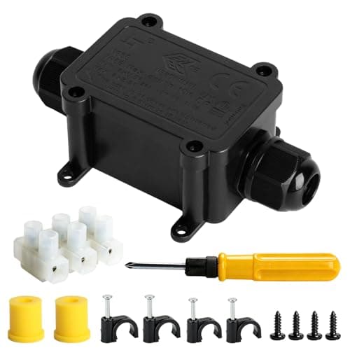 Image of IP68 Waterproof Junction Box 2 Way Connectors, Outdoor Electrical Box Waterproof Cable Connector Outdoor, Plastic Cable Junction Boxes for 4-8mm, 6-11mm Gland Wire Connector, with Accessories