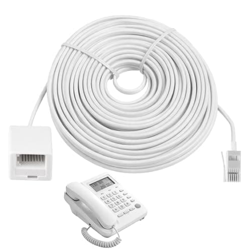 Image of BT Telephone Extension Cable, 6P4C BT Male to Female Extension Cable Straight Through Phone Cables for Landline, UK Landline Phone Cord for Home and Office RJ11 Fax Modem Extender (1000, Centimeters)