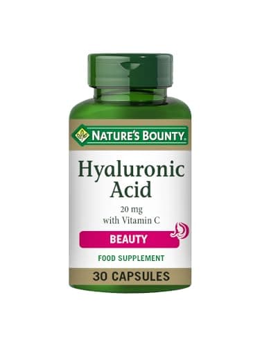 Image of Nature's Bounty Hyaluronic Acid 20 mg with Vitamin C Capsules - Pack of 30 Capsules - Supports Collagen Formation and Skin Structure - Antioxidant Support Against Free Radicals (Pack of 1)