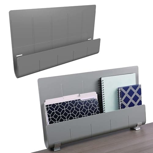 Image of Deflecto Space Saving Desk Accessories, 24" Store 'n' Screen Privacy Panel with Extra Storage and Desk Tidy - Grey