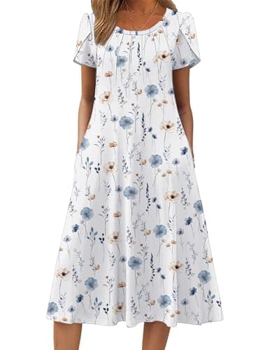 Image of Zeagoo Womens Dresses Summer Long Dresses for Women Casual Floral Midi Dress Ruffle Sundress XXL