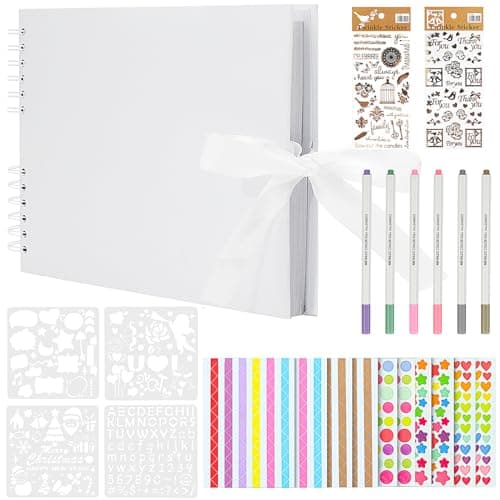 Image of JETOP Wedding Photo Scrapbook Photo Book 80 White Pages Personalised Memory Book Scrapbook Set Wedding Memory Book for Couples Picture Book with Scrapbooking Supplies for Valentines Day Anniversary A4