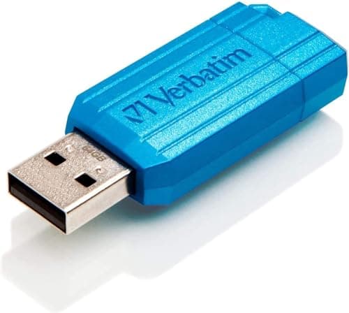 Image of Verbatim PinStripe USB flash drive 64GB - USB 2.0 - USB memory stick - for laptop notebook ultrabook TV car stereo - USB 2.0 stick - data-stick with sliding mechanism - carribean blue
