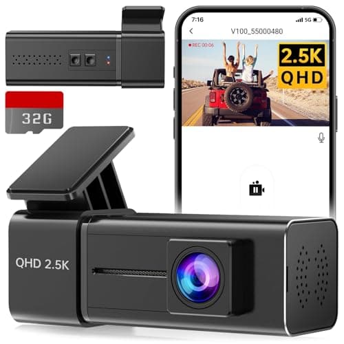 Image of Dash Cam Front WiFi 2.5K 1440P Car Camera, Mini Dash Camera for Cars, Dashcams with App, Night Vision, 24H Parking Mode, G-Sensor, Loop Recording, 32G Card, Support 256GB Max
