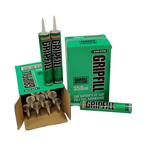 Image of EVO-STIK GRIPFILL Gap Filling Adhesive, Bonds almost any surface, Colour: Buff, 12x 350ml