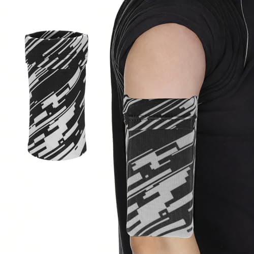 Image of YELARXI Cell Phone Armband Sleeve, Universal Sports Arm Band Sleeves Stretches to Fit All Phones Holder Black & White - Fitting for (Fitness ExerciseWorkout/Hiking/Jogging/Gym)