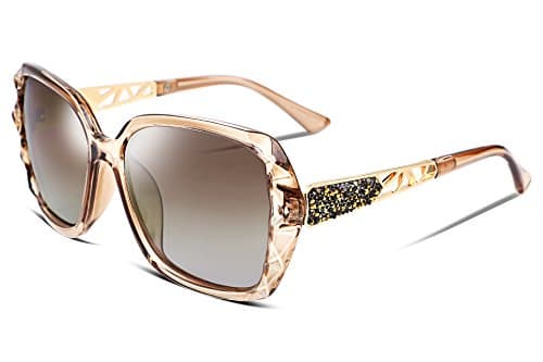 Image of FEISEDY Polarised Sunglasses Womens UV400 Protection Large Rectangle Driving Sun glasses for Women B2289
