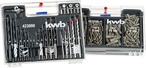 Image of kwb KRAFTIXX 300-piece Bit, Plug, Drill, and Case Set with Bits, Wood Drills, Metal Drills & Masonry Drills – Various Universal Plugs from 5 – 10 mm