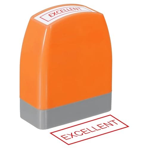 Image of PATIKIL Excellent Notice Stamp Self Inking, Red Ink Office Stamps Pre Inked Message Refillable Business Stamper, Orange