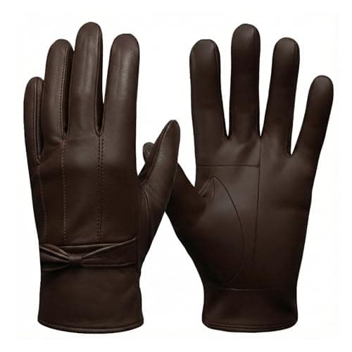 Image of SixSigma Sports Ladies Winter Driving Leather Gloves Women - Quick Dry Soft Fleece Lined Thermal Gloves Womens Perfect For Driving Glove's - Ideal Gifts For Women (Chocolate Brown, M-L)