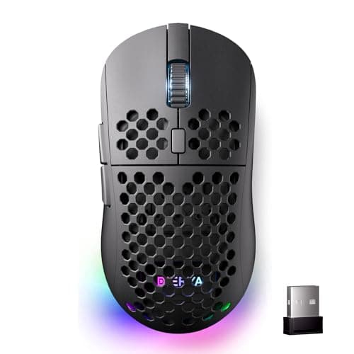 Image of Dierya M1 Wireless Gaming Mouse, 24,000 DPI Optical Sensor, 90g Lightweight, 6 Programmable Buttons, RGB Lighting, 180H Battery Life, 2.4GHz/Bluetooth/USB-C Wired Mouse, Black