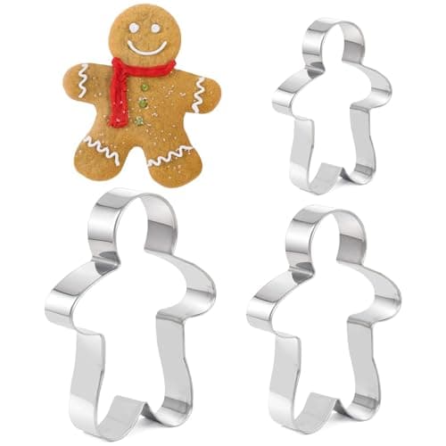 Image of Gingerbread Man Cookie Cutter 3 Piece - Biscuit Pastry Cutters Stainless Steel 12.5cm, 10cm & 8cm – New Ginger Bread Man Cookie Cutters x3 Various Sizes