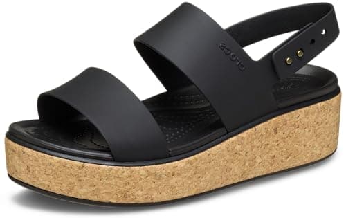 Image of Crocs Women Sandal, Brooklyn Cork Low Wedge, Black/Black, 5 UK Women