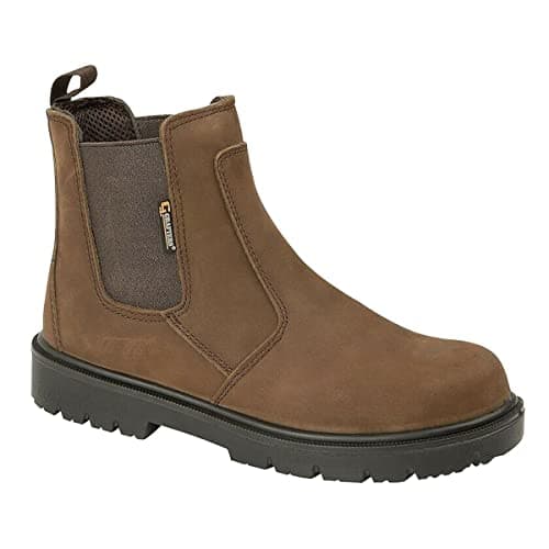 Image of Grafters Safety Dealer Boot Safety Toe Cap & Steel Midsole Ankle Boots - Brown, Mens UK 8/EU 42