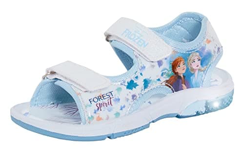 Image of Disney Frozen Girls Sports Sandals with Lights White/Blue UK 12 Child