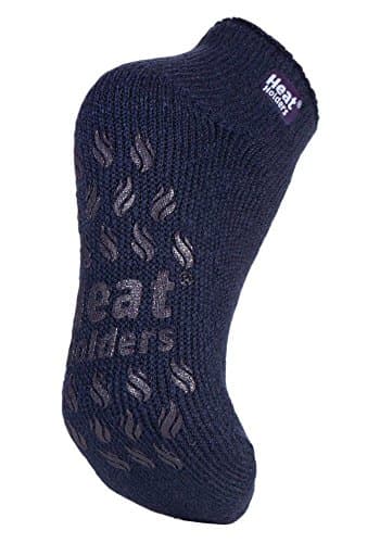 Image of HEAT HOLDERS - Ladies 2.3 tog thermal low cut non slip ankle slipper socks in 4 colours size 4-8 uk (4-8 UK, Deep Plum)