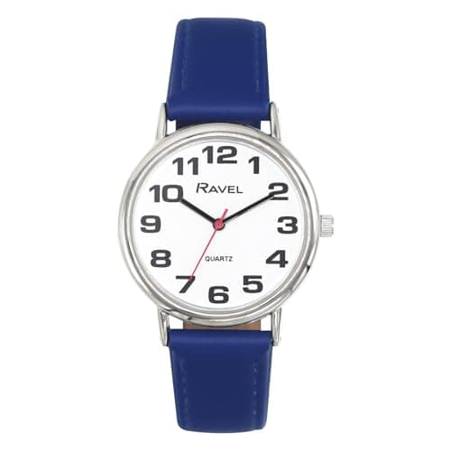 Image of Ravel Women's Easy Read Watch with Big Numbers - Analogue Quartz - R0105.50.2A - Blue/Silver Tone/White Dial