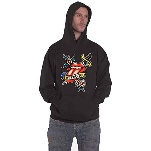 Image of Rolling Stones The Hoodie Tattoo You Lick Logo Official Unisex Black Pullover M
