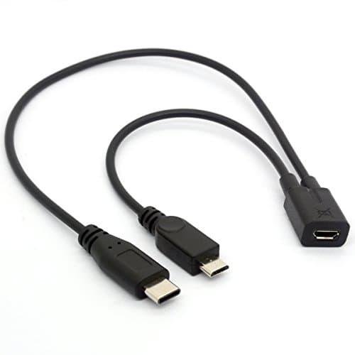 Image of OpenII Micro USB Splitter Adapter, Micro USB Female to USBC Male + Type-C Male Charge Cable Extension