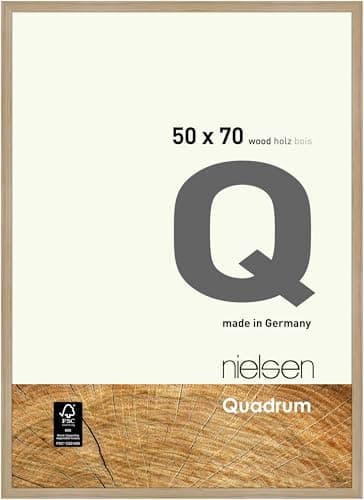 Image of nielsen Quadrum Wooden Picture Frame - Oak Natural 50x70cm - with Float Glass and Easy Push-Turn Clips - for Photos and Art