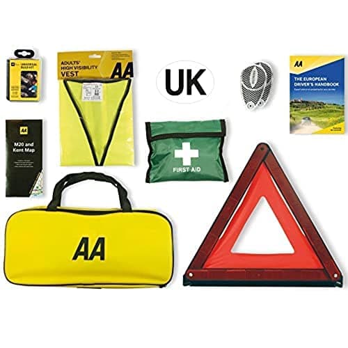Image of AA Euro Travel Kit AA6318 - for Driving in France/Europe - Includes Zipped Storage Bag and UK Identifier, Multicolour